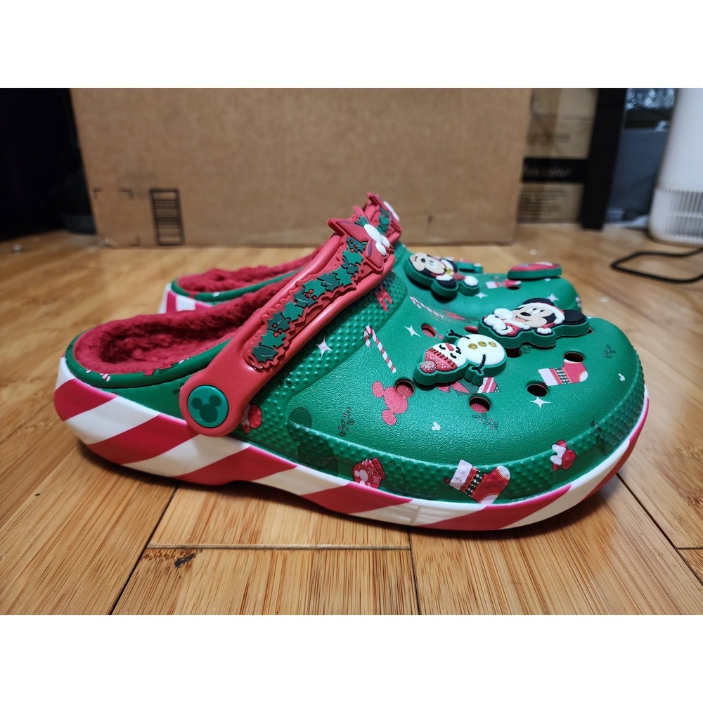 Crocs Mickey & Minnie Mouse Christmas Men Sz 5 Holiday Fleece Lined Clogs 210813